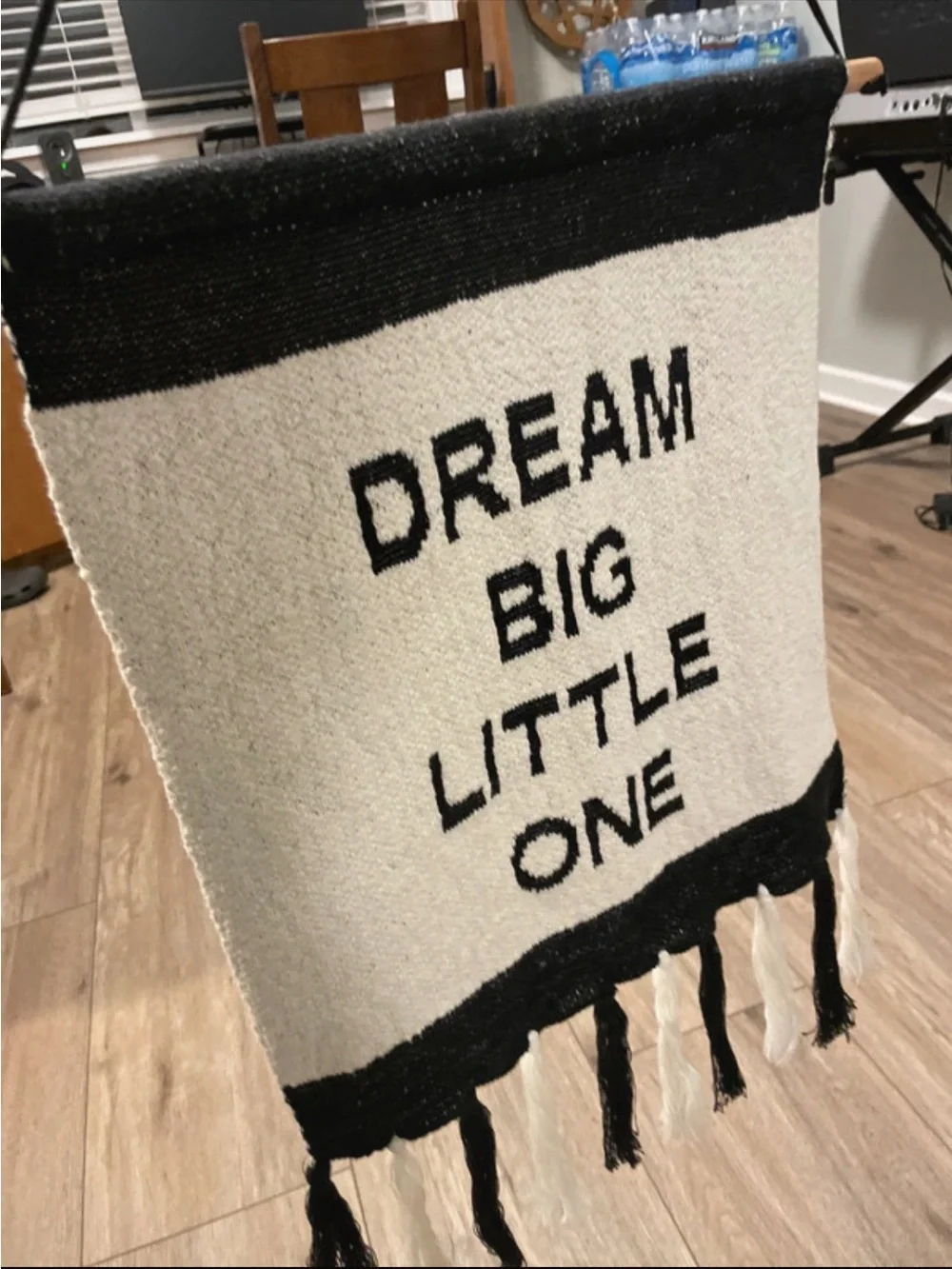 Cotton woven wall tapestry with fringe baby nursery Dream Big Little One